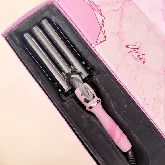 💗 ARIA BEAUTY “The Babe Waver” | Triple Barrel Hair Tool | Pink Marble 💗 BNIB - Picture 9 of 13